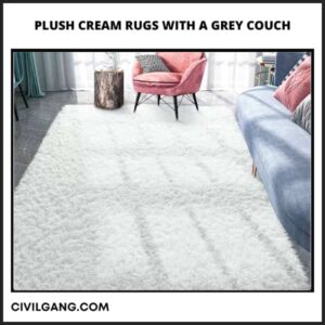 Plush Cream Rugs with a Grey Couch