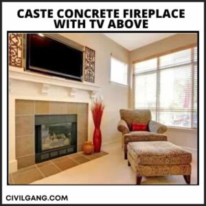 Caste Concrete Fireplace With TV Above