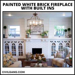 Painted White Brick Fireplace With Built Ins