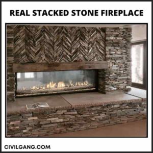 Real Stacked Stone Fireplace