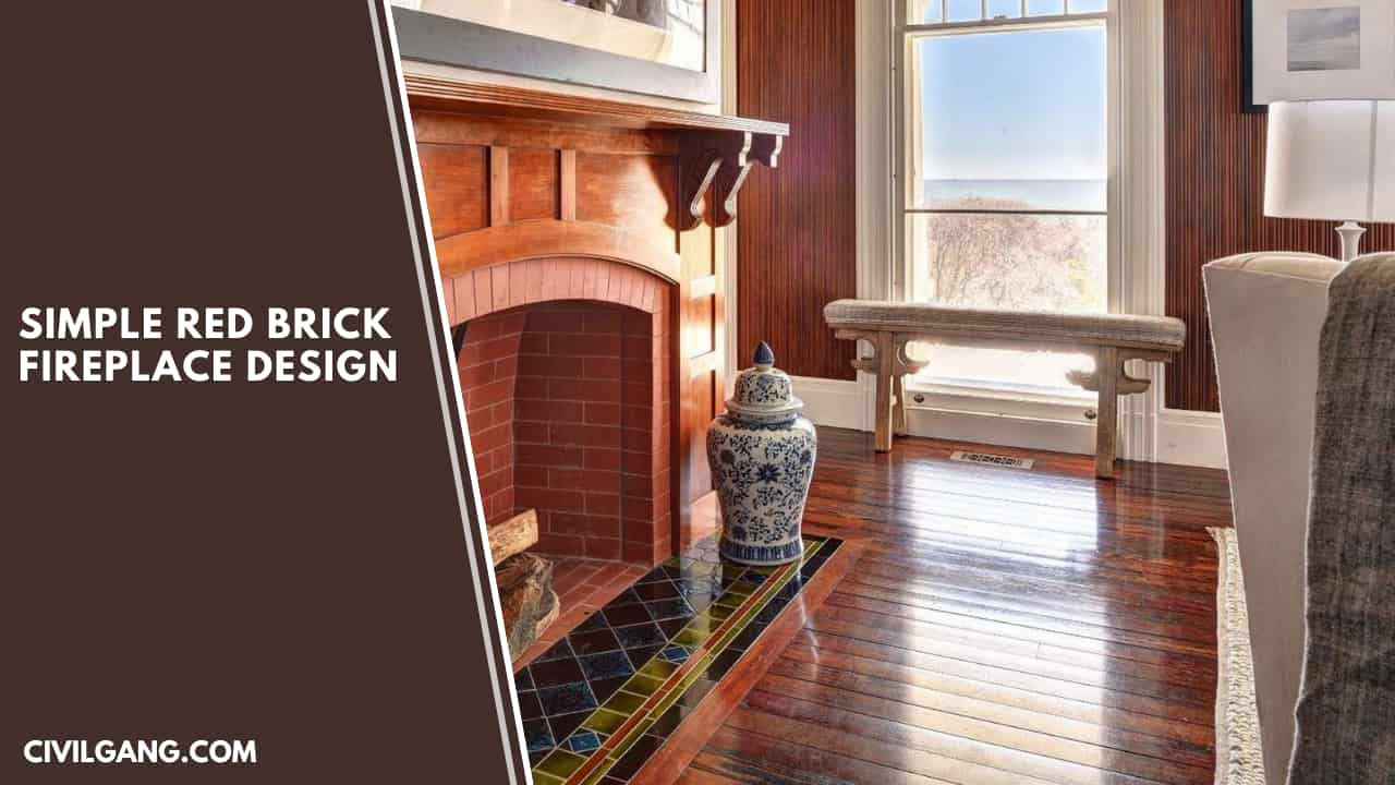 Simple Red Brick Fireplace Design