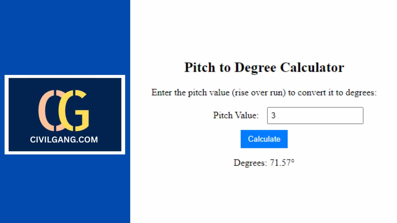 Pitch to Degree Calculator - CivilGang